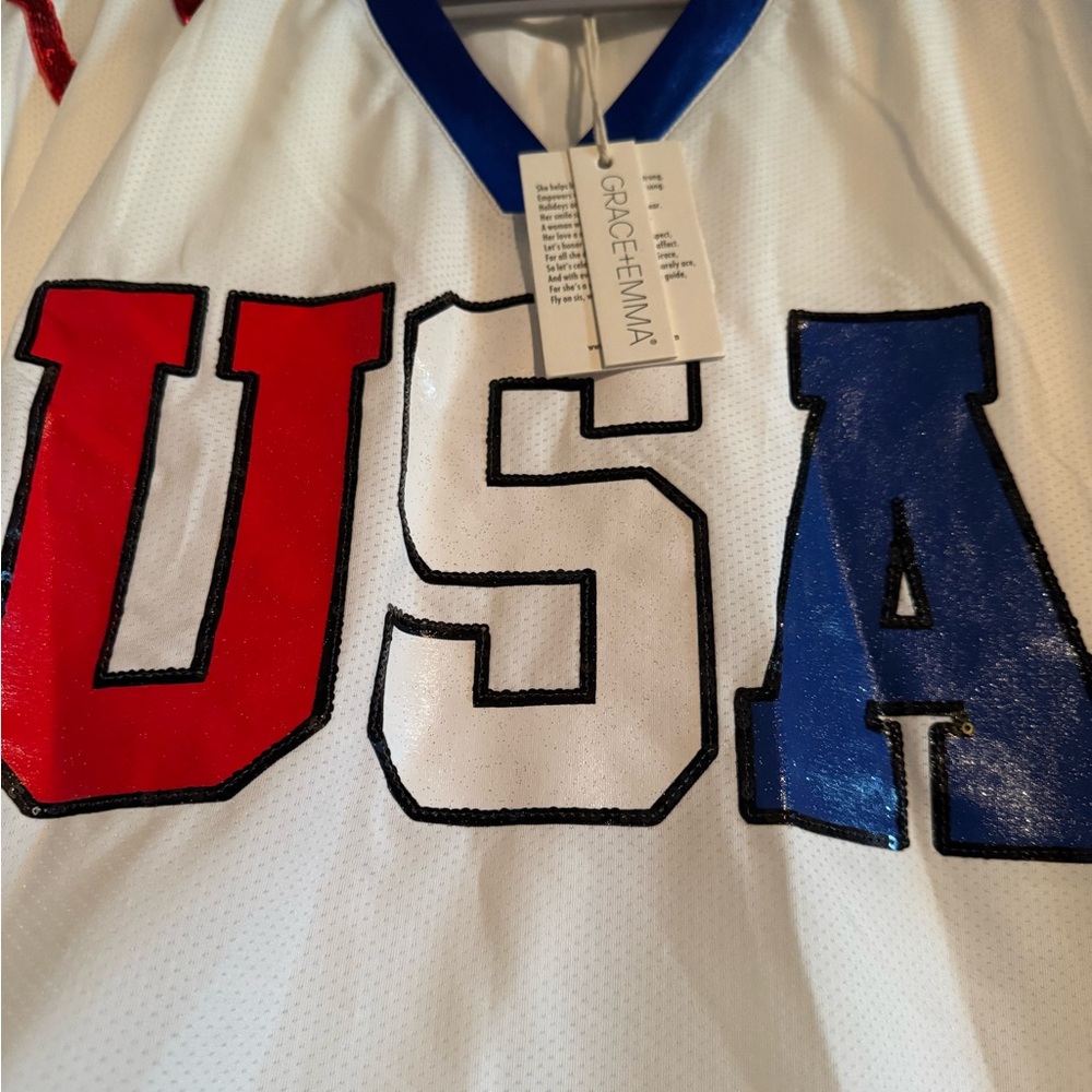 NWT USA Jersey style Graphic White T-Shirt - Picture 3 of 8